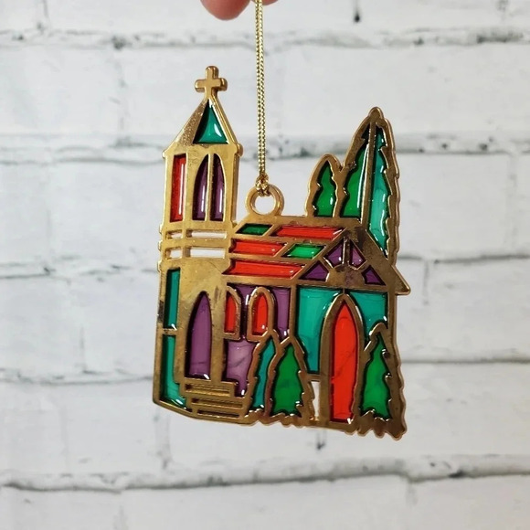 Russ Berrie & CO Holiday Highlights 1980s Vintage Ornament CHRISTMAS CHURCH HM24 - Picture 11 of 16